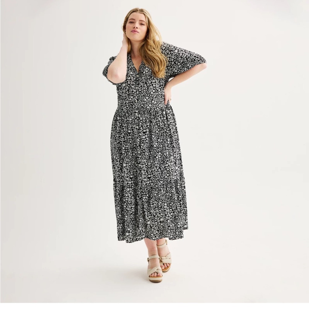 Sonoma | 4X | Floral Button Down Dress